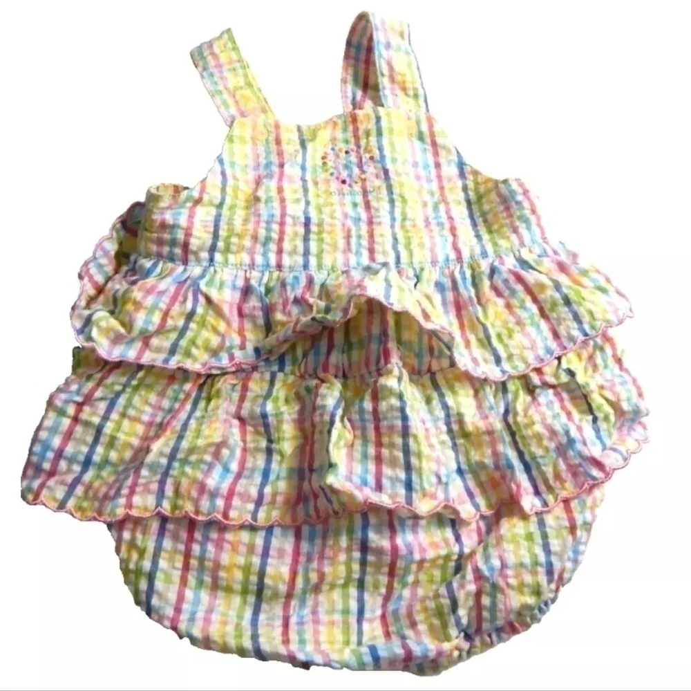 Oshkosh Vintage Ruffle Seersucker Romper